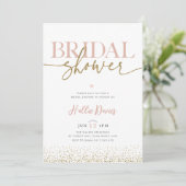 Blush Gold Glitter Pretty Bridal Shower Invitation (Debout devant)