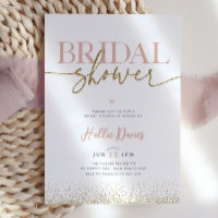 Blush Gold Glitter Pretty Bridal Shower Invitation