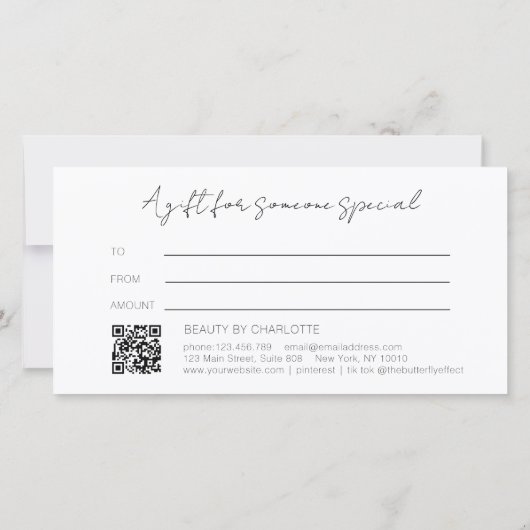Blush Gold Glow Gradient QR Code Gift Certificate (Achterkant)