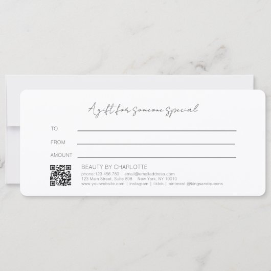 Blush Gold Glow Gradient QR Code Gift Certificate (Achterkant)