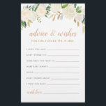 Blush Gold Green Floral Mr et Mme Conseils Wives<br><div class="desc">Mariage douche nuptiale Conseils et voeux note pour l'avenir M. Le & Mrs présente un design d'aquarelle florale élégant avec des roses peints, des fleurs de ranunculus et des feuilles dans des tons neutres de printemps et d'été de blanc, crème, rose rousse, or, or rose et vert. Le dos de...</div>