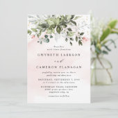 Blush Gold Greenery Succulent Dusty Blue Wedding Kaart (Staand voorkant)