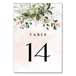 Blush Gold Greenery Succulent Dusty Blue Wedding Kaart