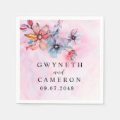 Blush Gold Greenery Succulent Dusty Blue Wedding N Servet (Voorkant)