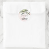 Blush Gold Greenery Succulent Dusty Blue Wedding Ronde Sticker (Tas)