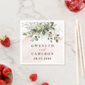 Blush Gold Greenery Succulent Dusty Blue Wedding Servet (Insitu)