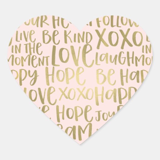 Blush Gold Inspirerend woorden Hart Sticker (Voorkant)