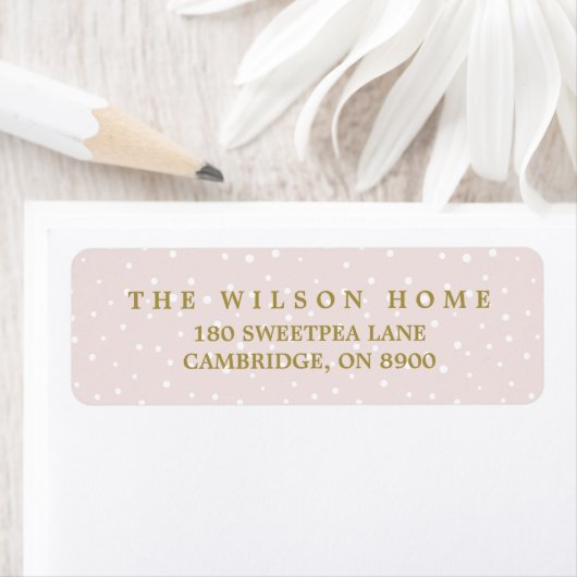 Blush & Gold Joy Script | Vakantiemaand Etiket (Insitu)