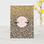 Blush Gold-leopard afdrukken roze Kaart (Gele Bloem)