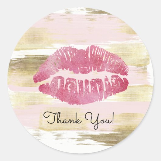 Blush & Gold Lip Dank u Sticker (Voorkant)