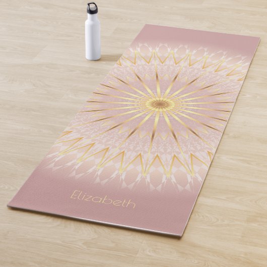 Blush Gold Mandala Jouw naam Yoga Mat (In situ)