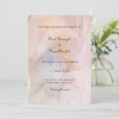 Blush & Gold Marble Uitnodiging voor een bruiloft (Staand voorkant)