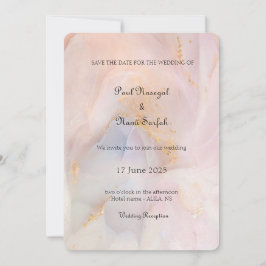Blush & Gold Marble Uitnodiging voor een bruiloft