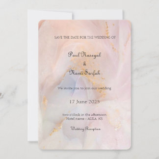 Blush & Gold Marble Uitnodiging voor een bruiloft