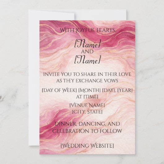 Blush & Gold Marble Wedding Invitation (Devant)