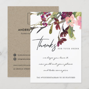 BLUSH GOLD MARSALA FLORAL CORPORATE BUSINTE LOGO BEDANKKAART