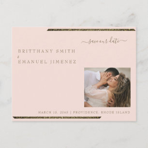 Blush & Gold oogverblindende foto bruiloft Save Ou Briefkaart