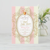 Blush Gold Royal Princess Baby shower Uitnodiging (Staand voorkant)