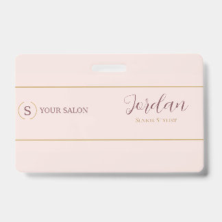 Blush Gold Salon Stylist Logo Werknemers-ID Badge