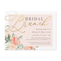 Blush & Gold Script Bloemen Bruids Brunch
