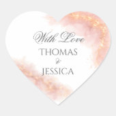 Blush Gold Sparkle Romantic Wedding Elegance Hart Sticker (Voorkant)