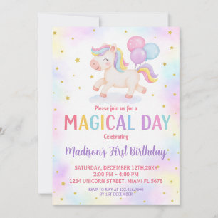 Blush Gold Unicorn Verjaardag Uitnodiging