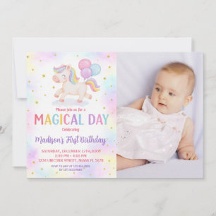 Blush Gold Unicorn Verjaardag Uitnodiging