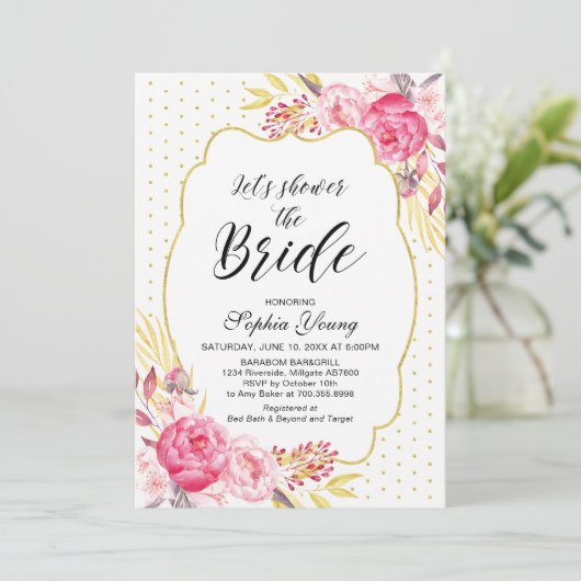 Blush & Gold Vrijgezellenfeest Tea Party Kaart (Staand voorkant)