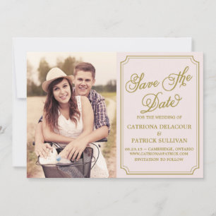 Blush & Gold Whimsical Save the Date Announding