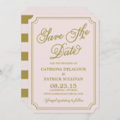 Blush & Gold Whimsical Save the Date Announding Kaart (Voorkant / Achterkant)