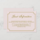 Blush & Gold Whimsical Script Guest Info Kaart (Voorkant / Achterkant)