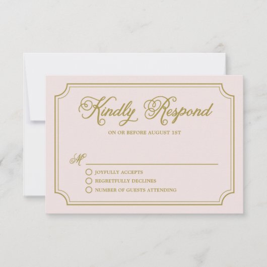 Blush & Gold Whimsical Script Wedding RSVP II (Devant)