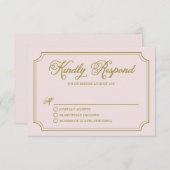 Blush & Gold Whimsical Script Wedding RSVP II (Devant / Derrière)