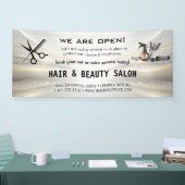 Blush & Gold Whisk Schaar Haarsalon Heropening Spandoek (Beurs)