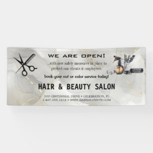 Blush & Gold Whisk Schaar Haarsalon Heropening Spandoek