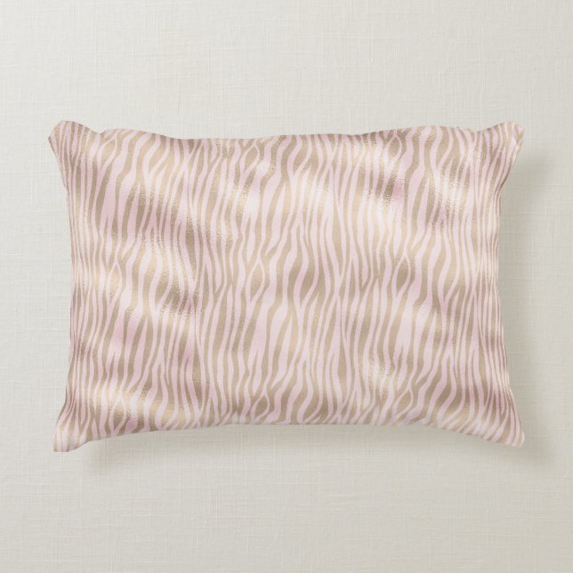Blush Gold Zebra afdrukken Accent Kussen (Voorkant)