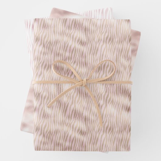 Blush Gold Zebra afdrukken Inpakpapier Vel (In situ)