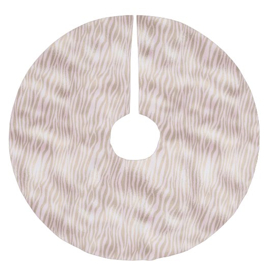 Blush Gold Zebra afdrukken Kerstboom Rok (Voorkant)