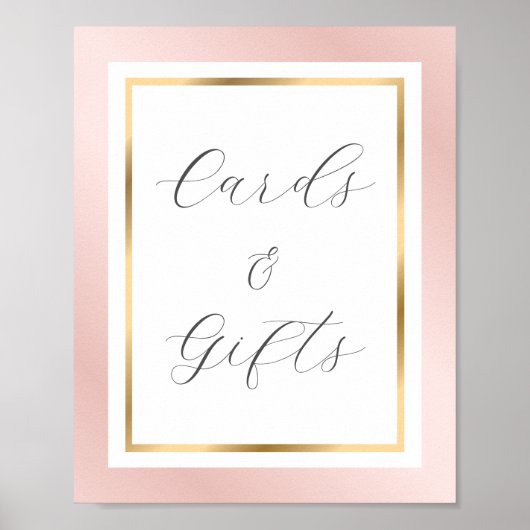 Blush Goud Elegante Script Kaarten en Cadeaus Bord Poster (Voorkant)