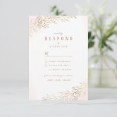 Blush goud verguld botanische elegante bruiloft RS RSVP Kaartje (Staand voorkant)
