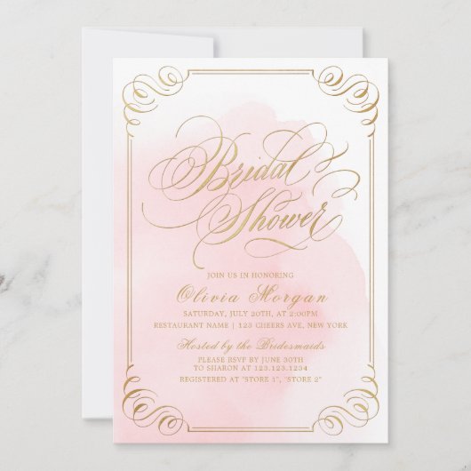 Blush goudelegant Vrijgezellenfeest voor kalligraf Kaart (Voorkant)