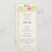 Blush Gouden Bloem Moderne Trouwceremonie Programm Programma (Voorkant / Achterkant)