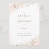 Blush gouden gelaagde botanische trouwdetails informatiekaartje (Voorkant)