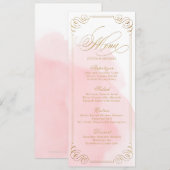 Blush gouden kalligrafie vintage bruiloft menu (Voorkant / Achterkant)