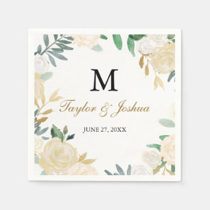 Blush Gouden Krans Monogram Bruiloft Servet