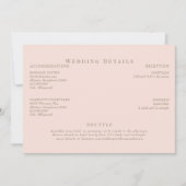 Blush & gouden tekst bruiloft details kaart (Voorkant)
