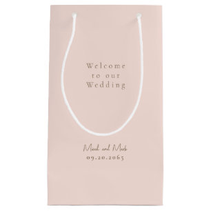 Blush Gouden Tekst Namen Bruiloft Klein Cadeauzakje