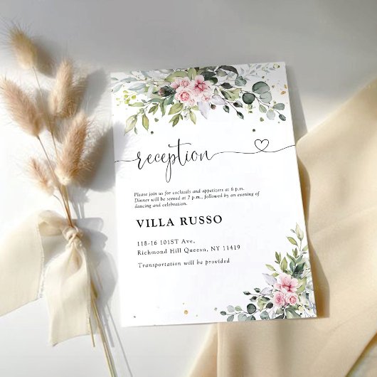 Blush Green Bruiloft Receptie Enclosure Kaart