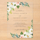 Blush Green Waterverf Botanische bruiloft Acryl Uitnodigingen (Voorkant)