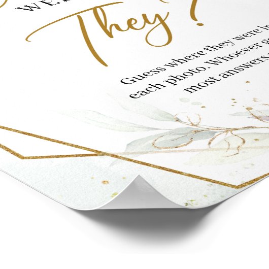Blush greenery and gold lijst Waar waren ze? Poster (Hoek)